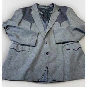 VTG Circle S Mens Blazer Jacket Black Gray 50L Western Ranch Sport Coat Made USA